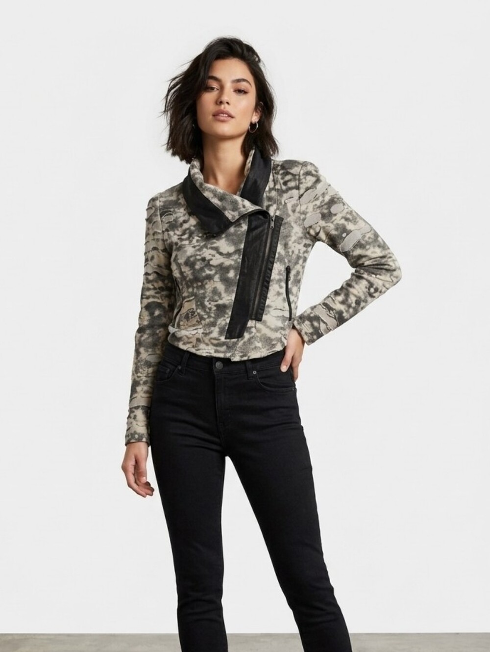 Nico La Vintage cropped zipper jacket-M #122